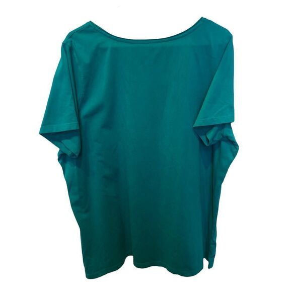 Laura Scott Fancy t shirt turquoise floral short sleeve embellished 2X - Picture 2 of 6